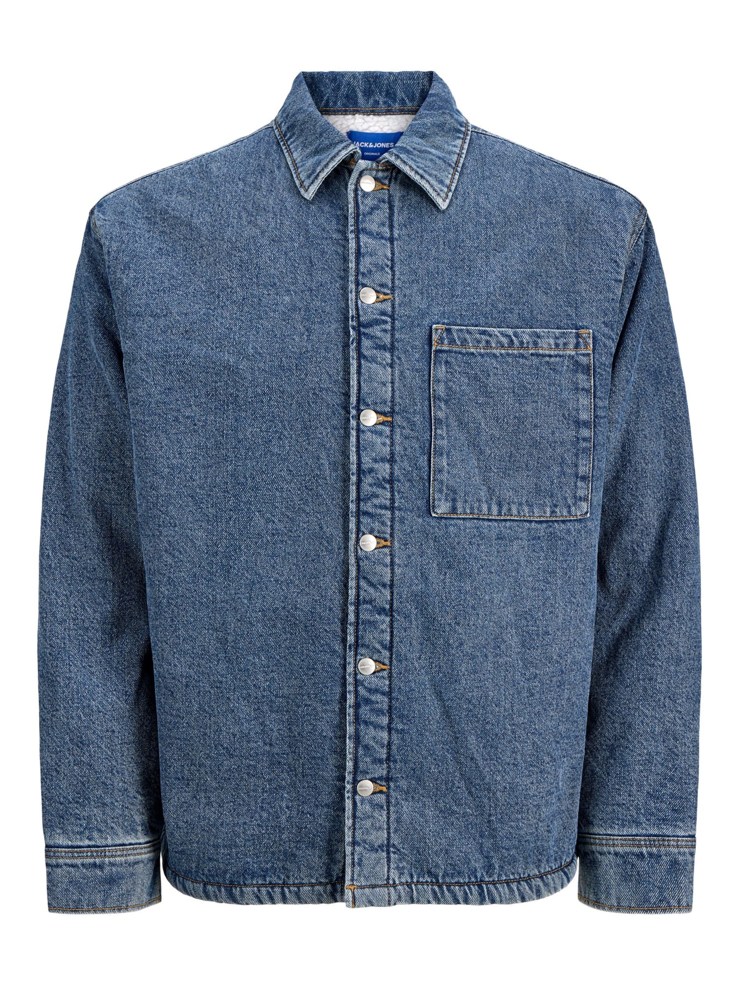 Jack & Jones Plus Comfort fit Button Up Shirt in Blue: front