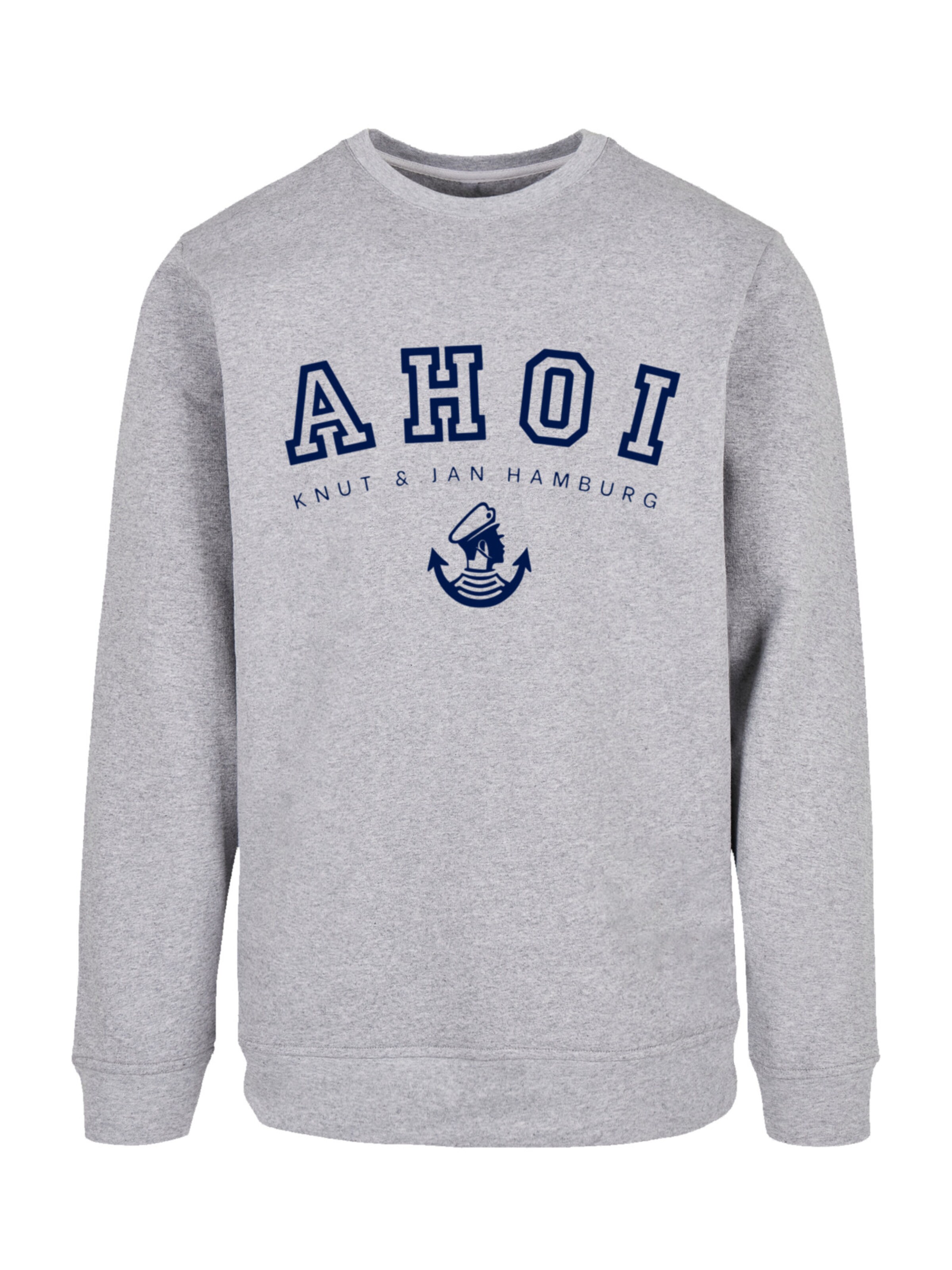 F4NT4STIC Sweatshirt 'Ahoi Knut & Jan Hamburg' in Grijs: voorkant