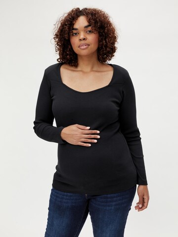 Mamalicious Curve Shirt 'Naja' in Zwart: voorkant