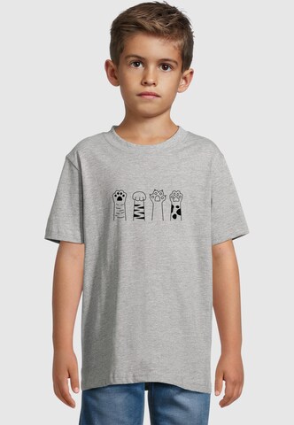 Merchcode T-Shirt 'Cat Paws' in Grau: Vorderseite
