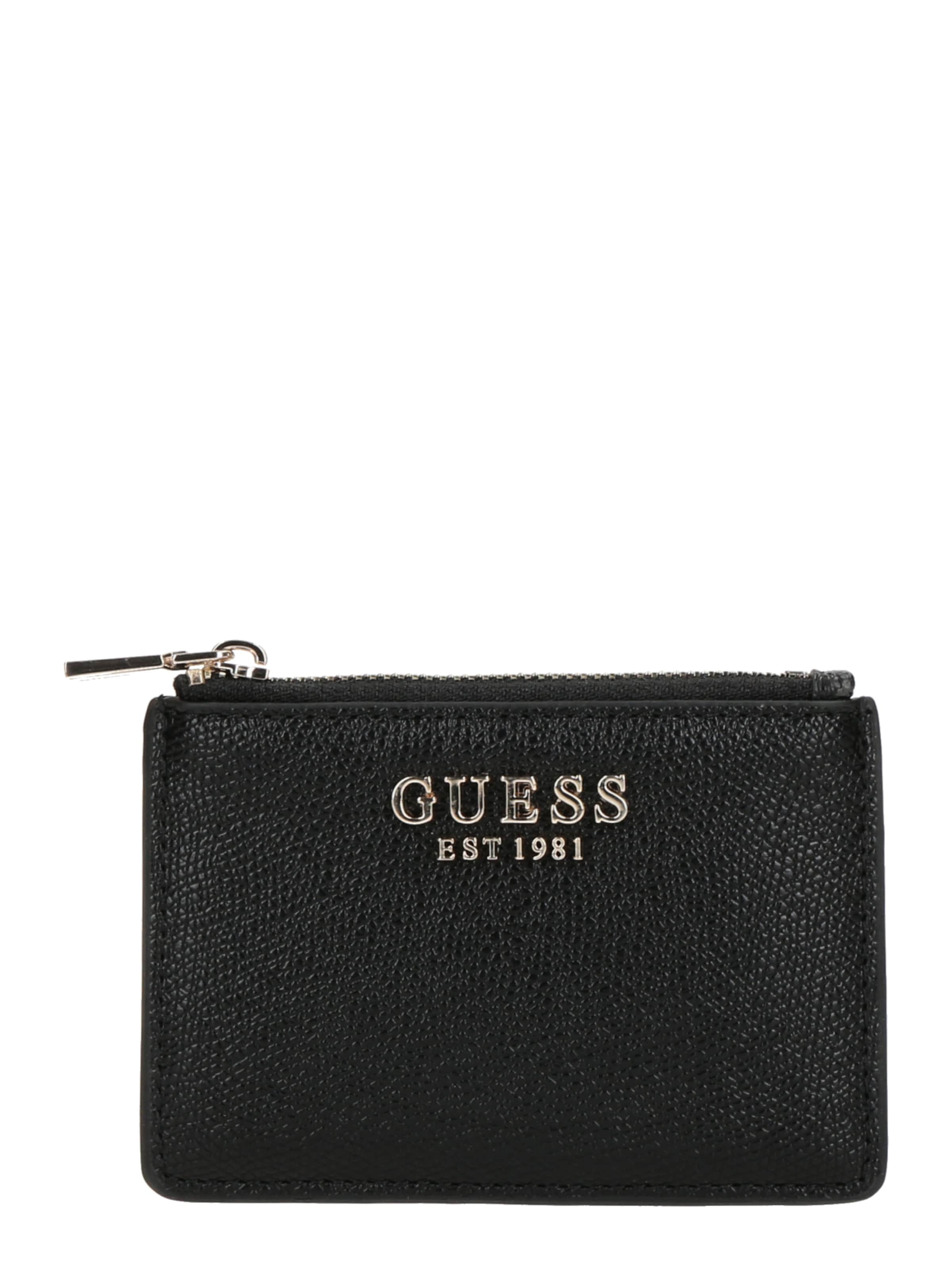 GUESS Portmonee 'AMORETTE SLG CREDIT CARD CASE', värv must: eest vaates