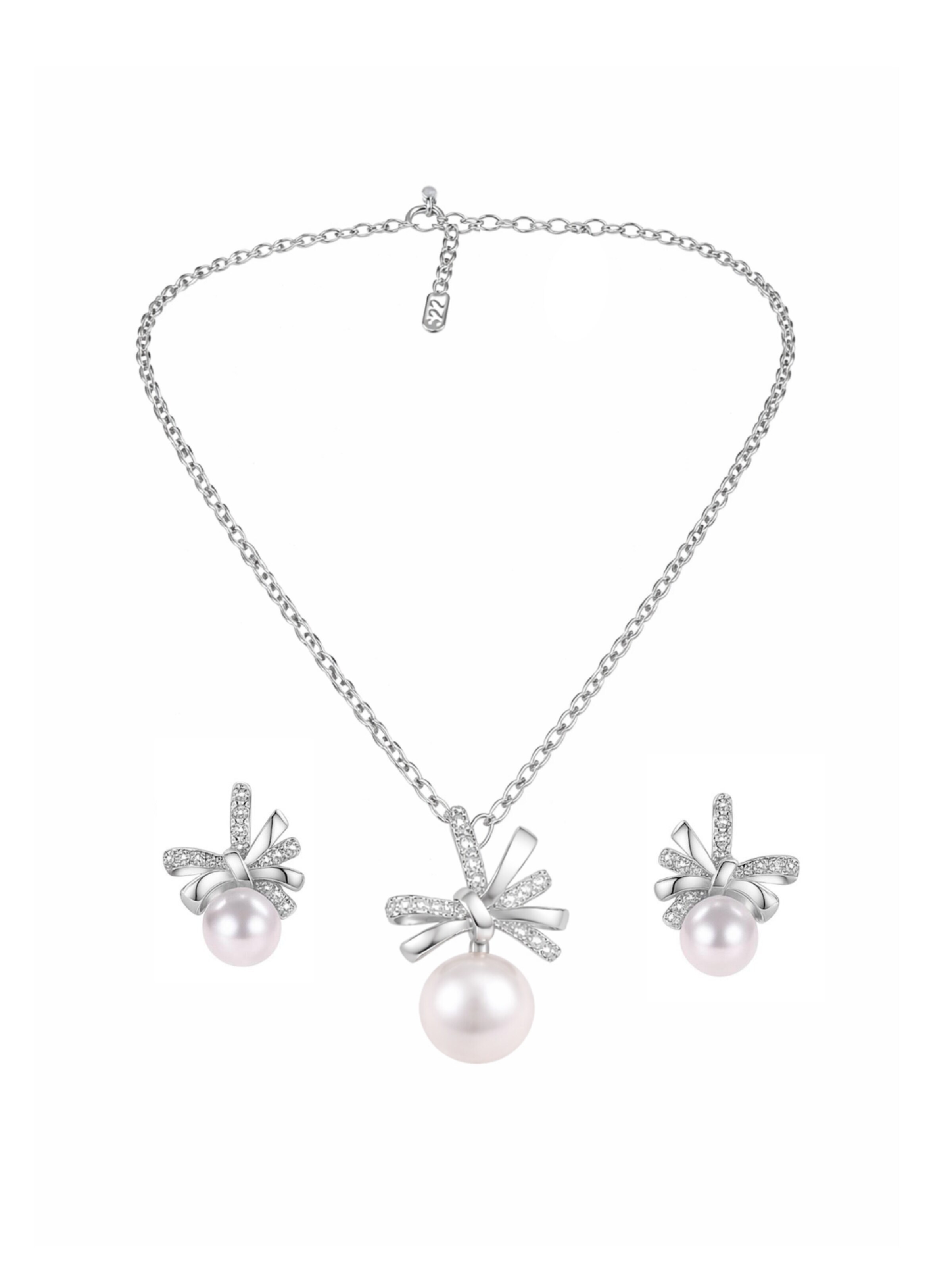 Parure de bijoux 'S925 Sterling Silver Jewelry set' ASTRADAVI en argent : devant