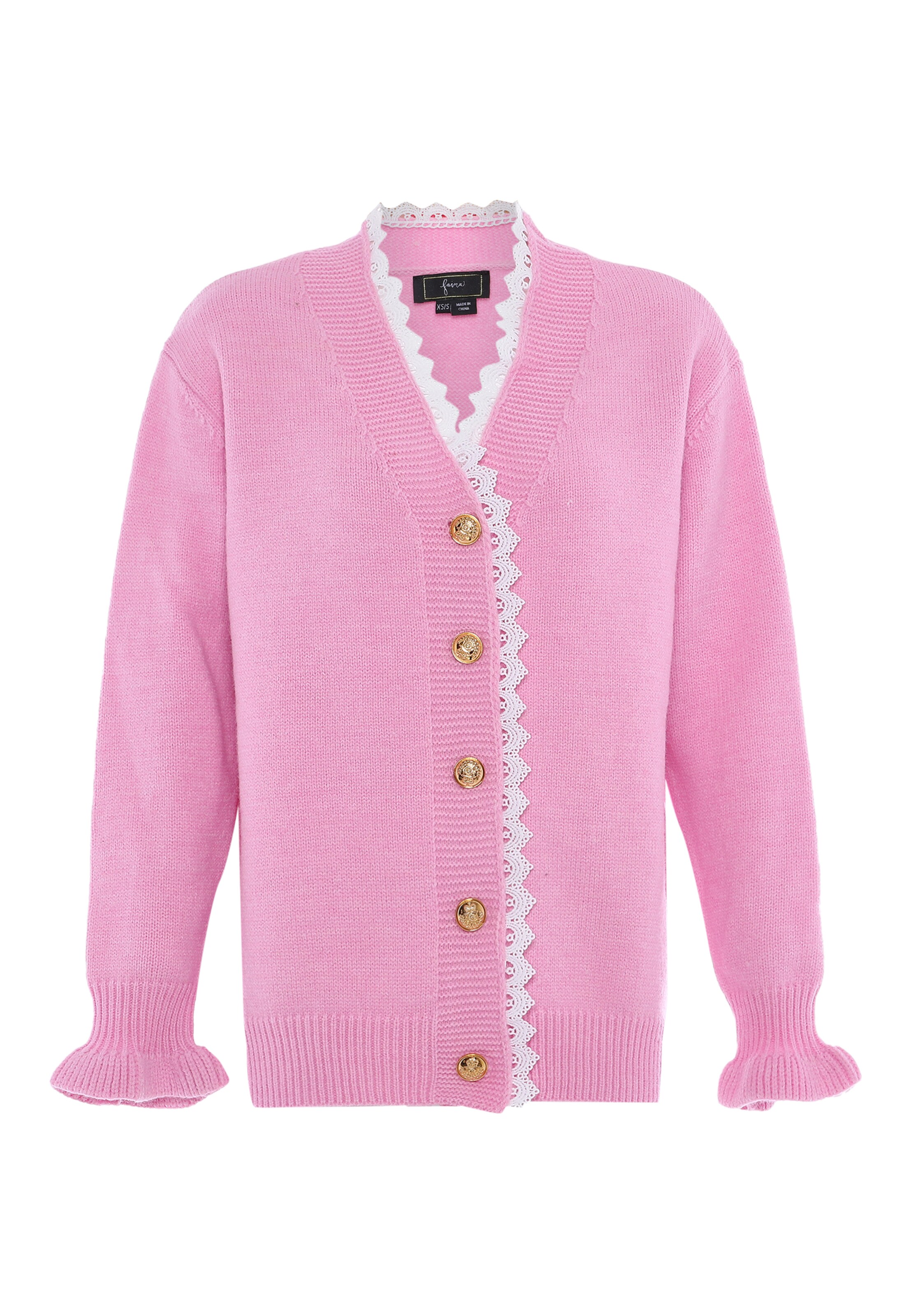 faina Neuletakki värissä vaaleanpunainen: etupuoli