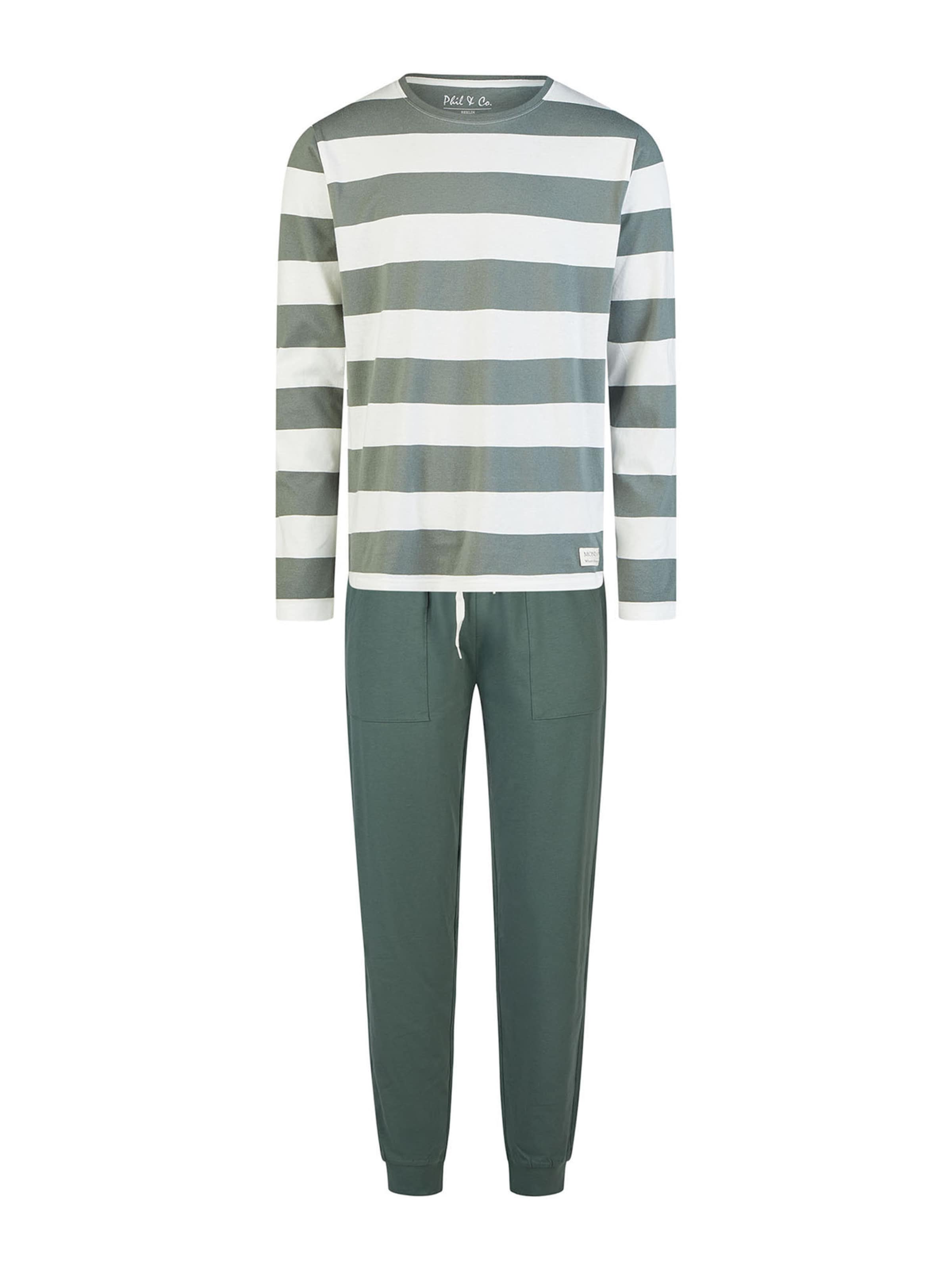 Phil & Co. Berlin Pyjama lang 'Monday' in Grün: Vorderseite