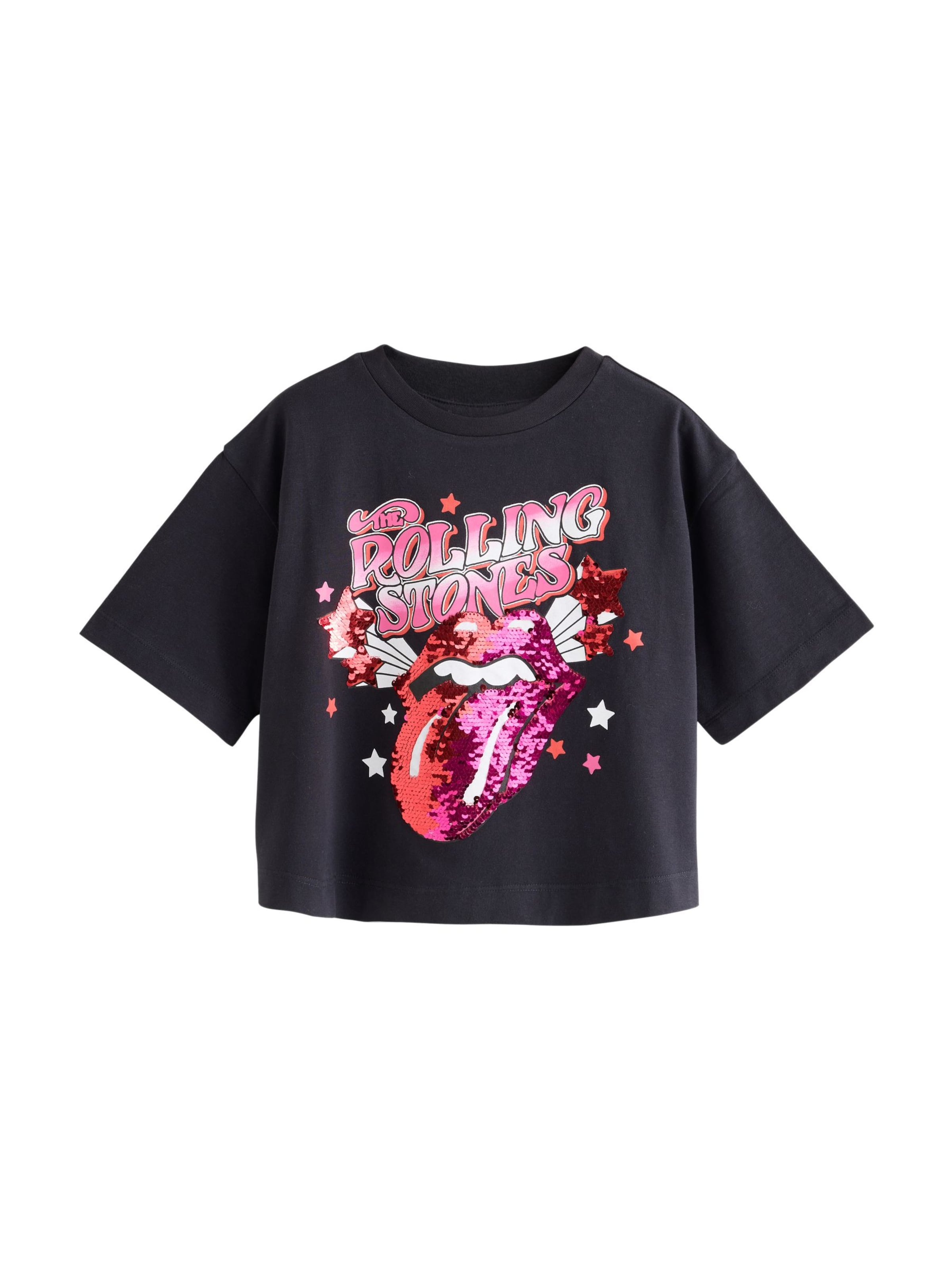 Next - Camiseta 'Sequin Rolling Stones' en negro: frente