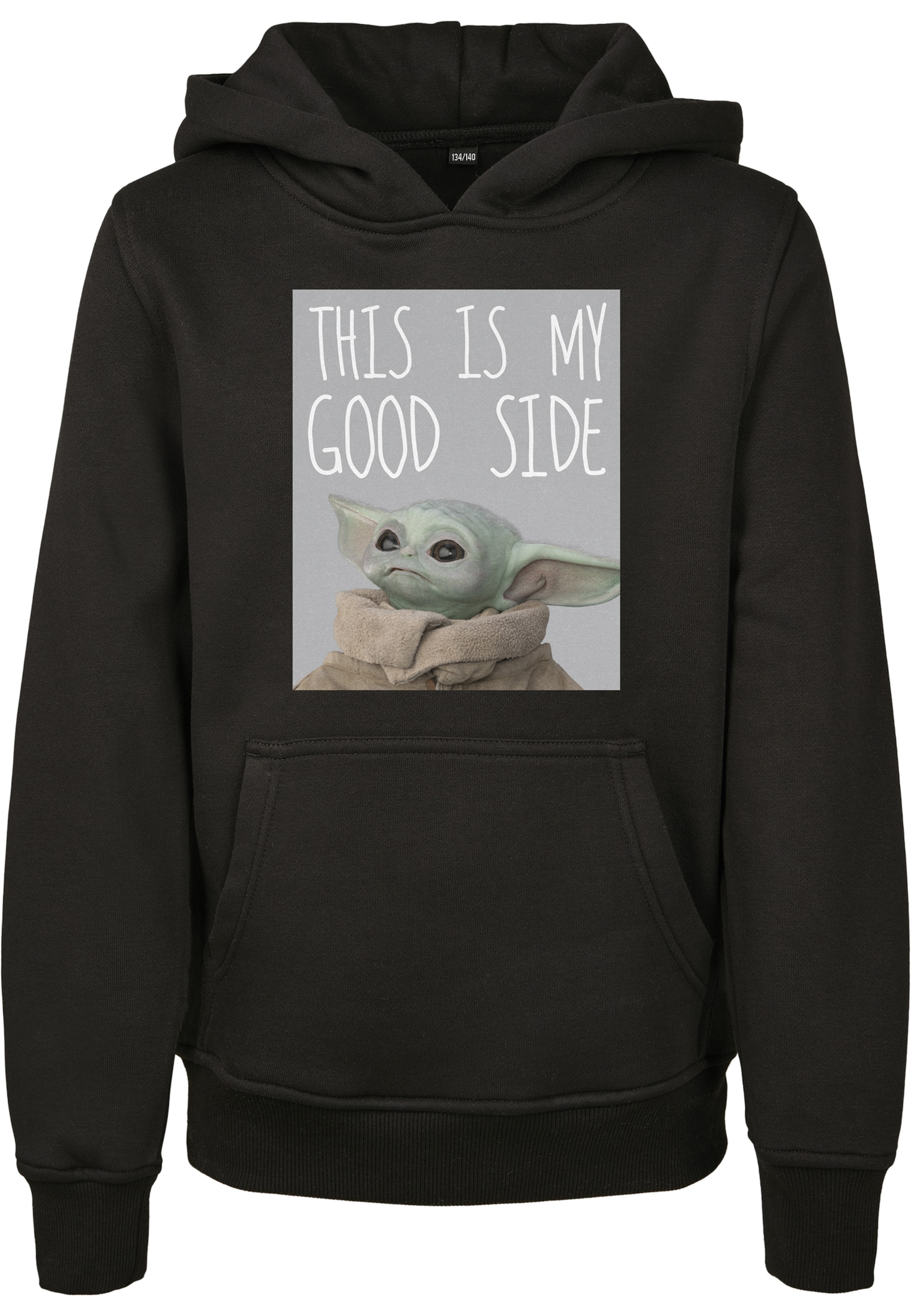 Mister Tee Regularny krój Bluza 'The Mandalorian The Child Good Side' w kolorze czarny: przód