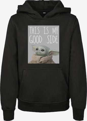 Mister TeeRegular Fit Sweater majica 'The Mandalorian The Child Good Side' - crna boja: prednji dio