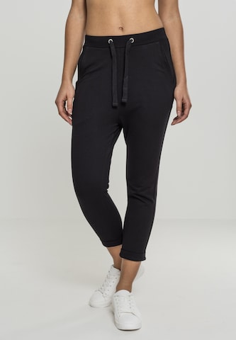 Effilé Pantalon 'Terry' Urban Classics en noir : devant