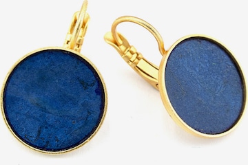 Sergio Engel Earrings 'Patina Ohrring 01 Vergoldete Edelstahlhänger mit farbig patiniertem Metalllättchen' in Blue: front