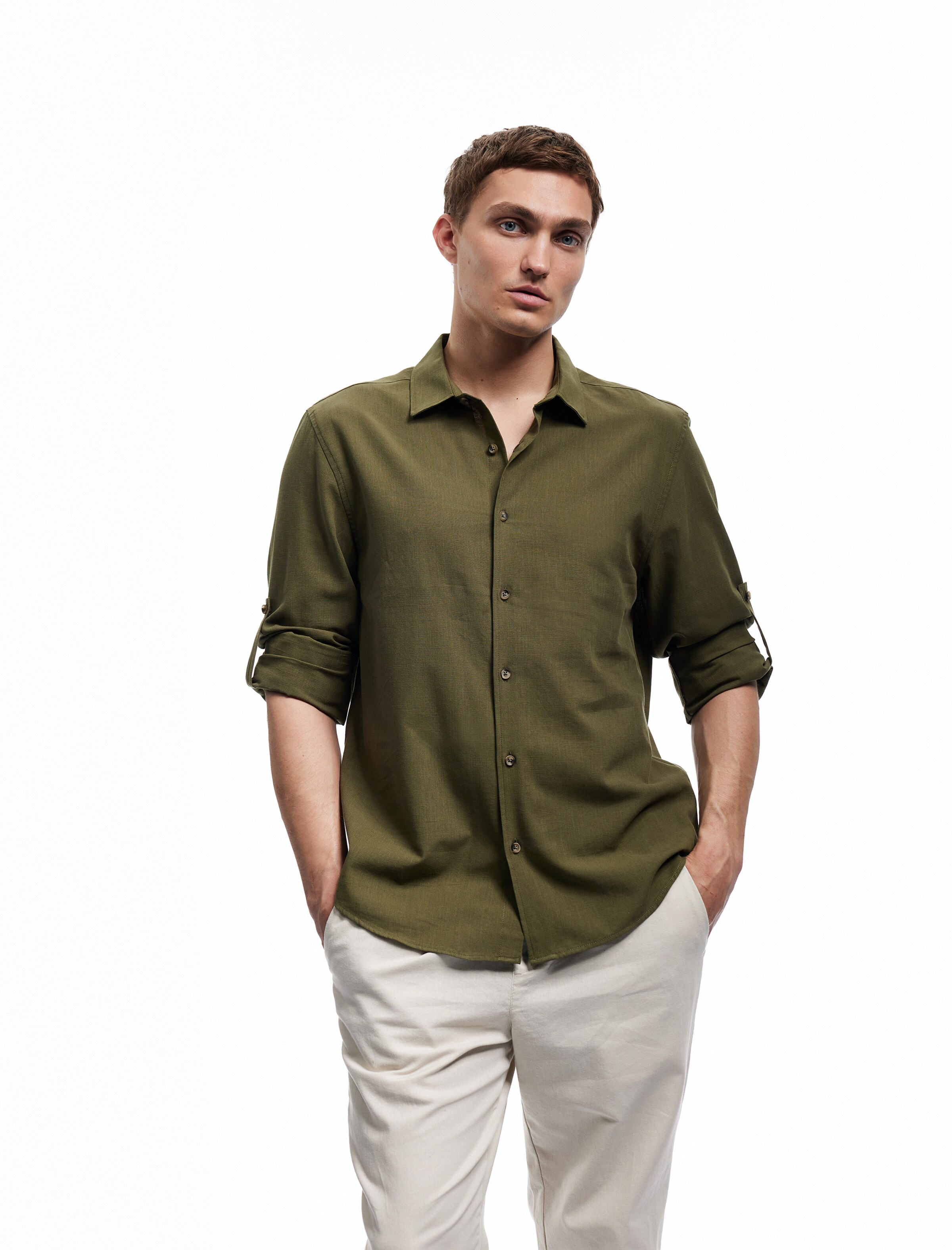 Koton Regular fit Button Up Shirt in Green: front
