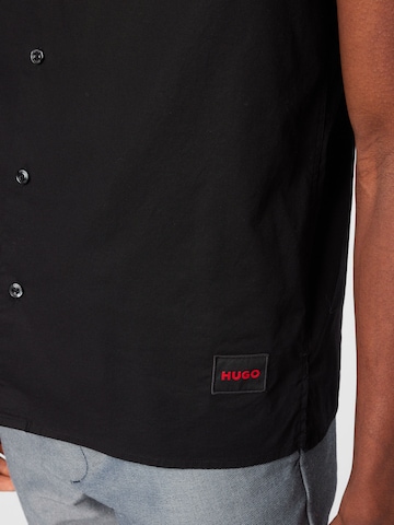 HUGO Red Regular Fit Hemd 'Ebor' in Schwarz