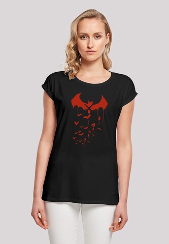F4NT4STIC Shirt 'DC Comics Batman Arkham Knight Bats X Drip' in Zwart: voorkant