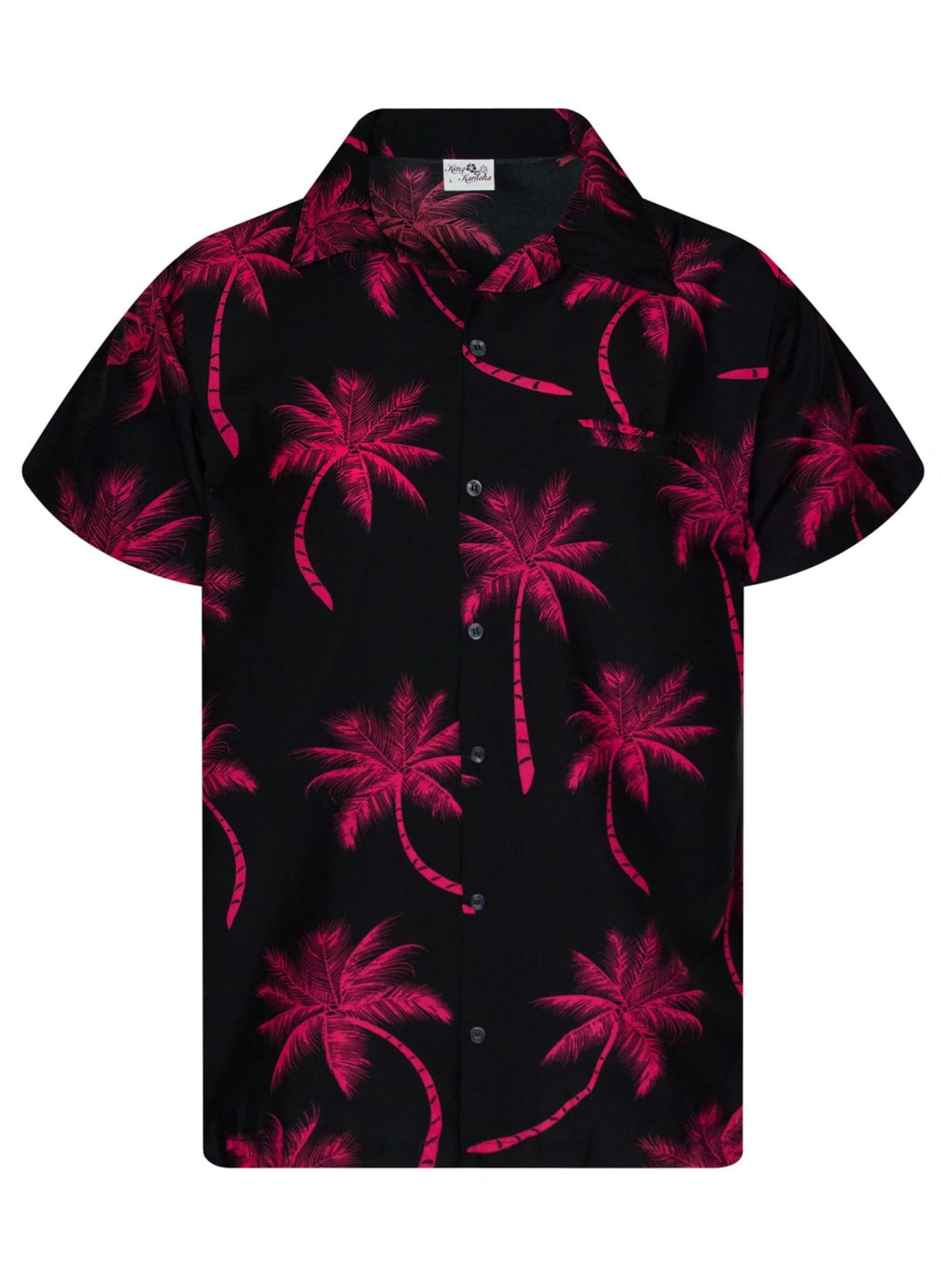 King Kameha Shirt 'Palmshadow' in Red: front