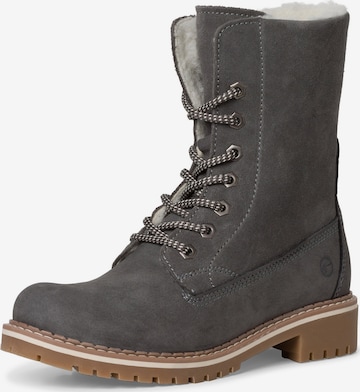 TAMARIS Lace-up bootie in Grey: front