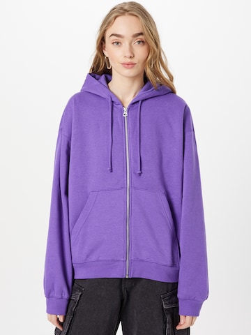 WEEKDAY Zip-Up Hoodie in Purple: front