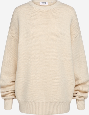 ABOUT YOU x VIAM Studio Sweater 'Faith' in Beige: front