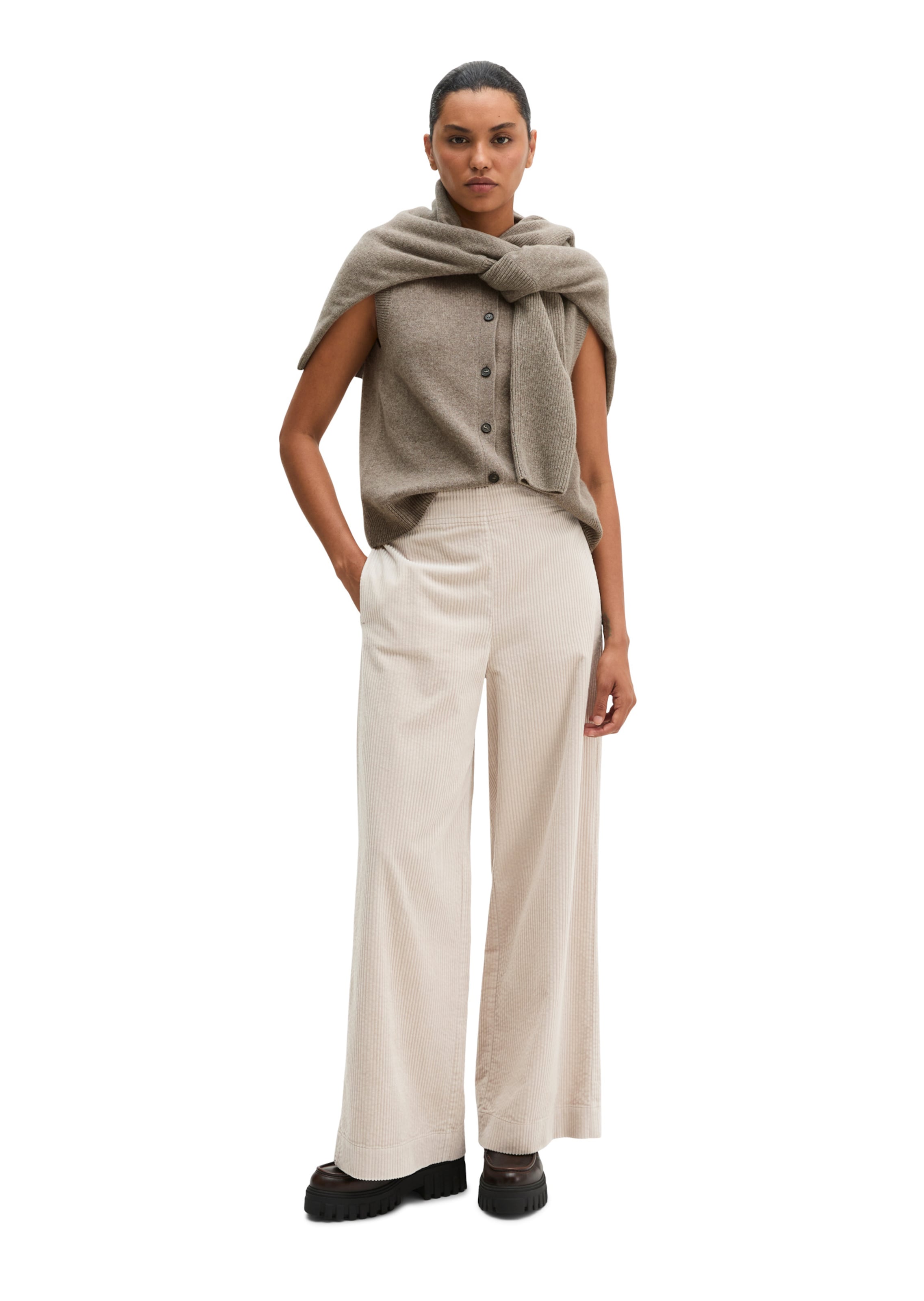 Marc O'Polo Wide leg Broek in Beige