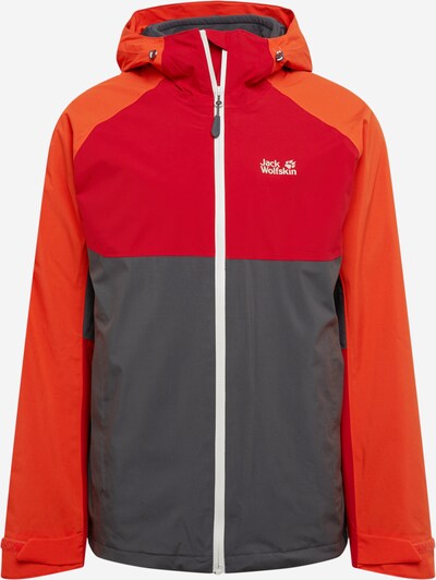 Geacă outdoor 'MOUNT ISA 3IN1 M' JACK WOLFSKIN pe gri închis / portocaliu închis / roșu / alb, Vizualizare produs