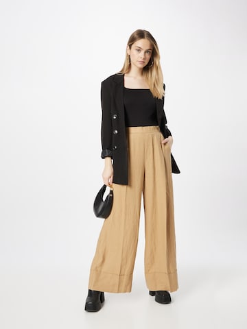 Wide Leg Pantalon à plis UNITED COLORS OF BENETTON en beige