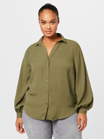 ONLY Carmakoma Blouse 'Ayo' in Groen: voorkant