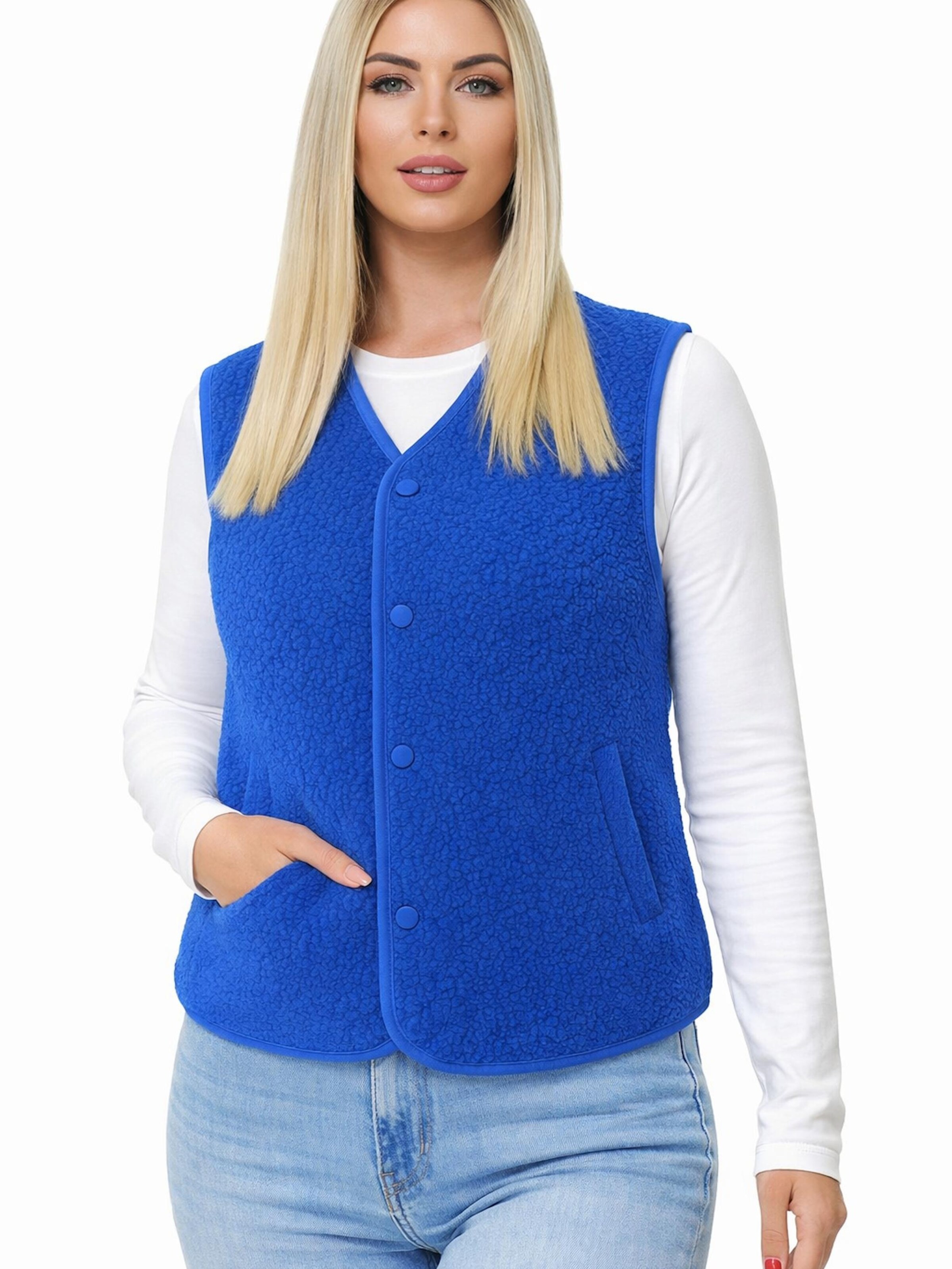 Worldclassca Vest 'Damen Kurze Kuschel Weste' in Blue: front