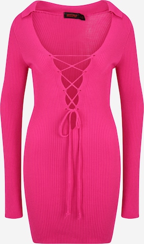 Misspap Трикотажное платье в Ярко-розовый: спереди