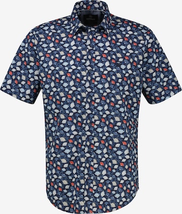 LERROS Regular Fit Floral bedrucktes Kurzarmhemd, 100 % Baumwolle in Blau: Vorderseite