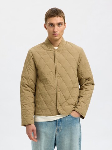 Veste mi-saison SELECTED en marron : devant