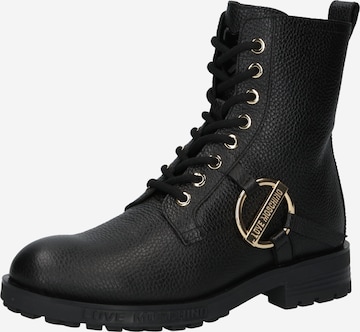 Love Moschino - Botines con cordones en negro: frente