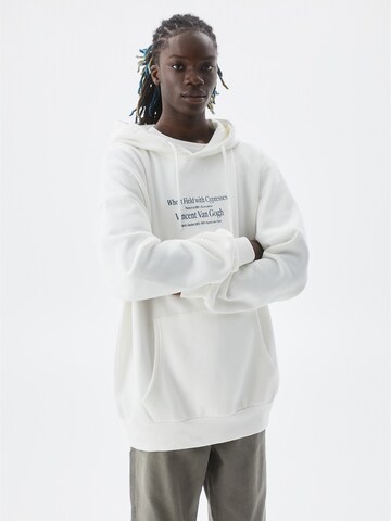 Sweat-shirt Pull&Bear en blanc : devant