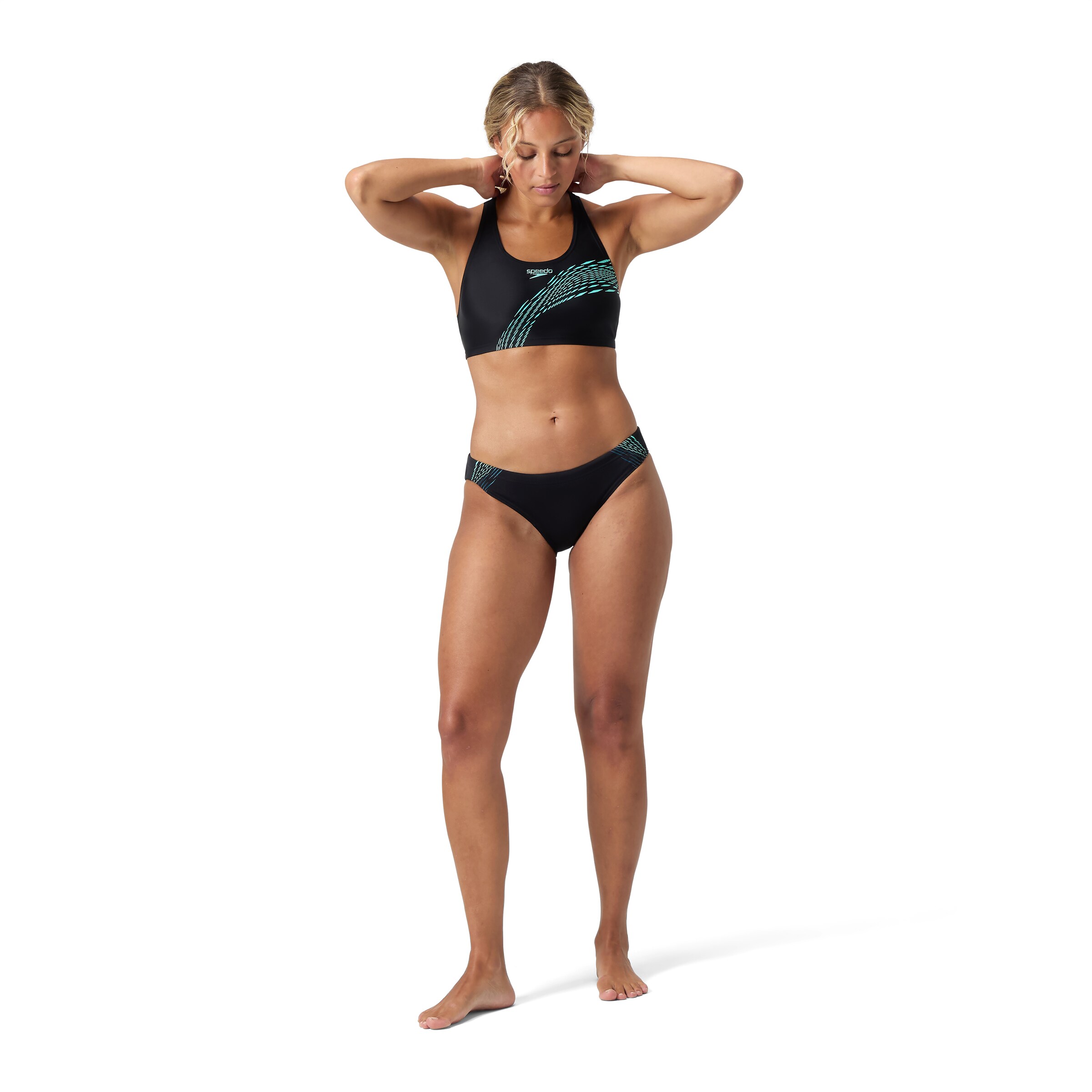 SPEEDO Bustier Sportbikini in Schwarz