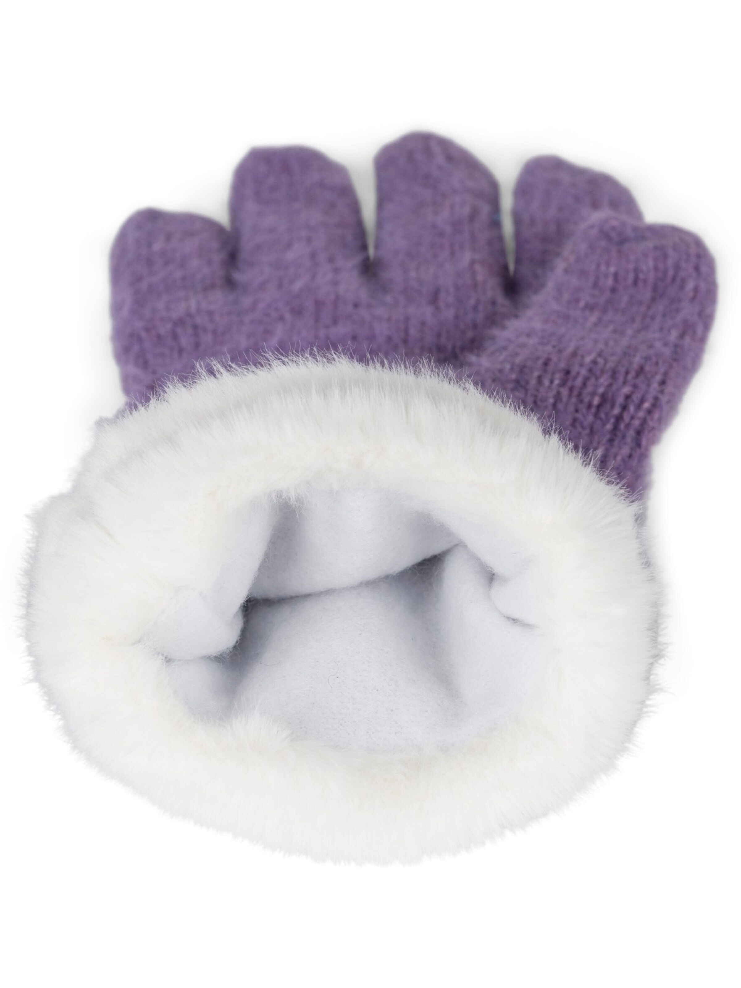 styleBREAKER Fingerhandschuhe 'Strickhandschuhe mit Reiskornmuster und Fleece'‌‌‌‌‌‌ in Lila