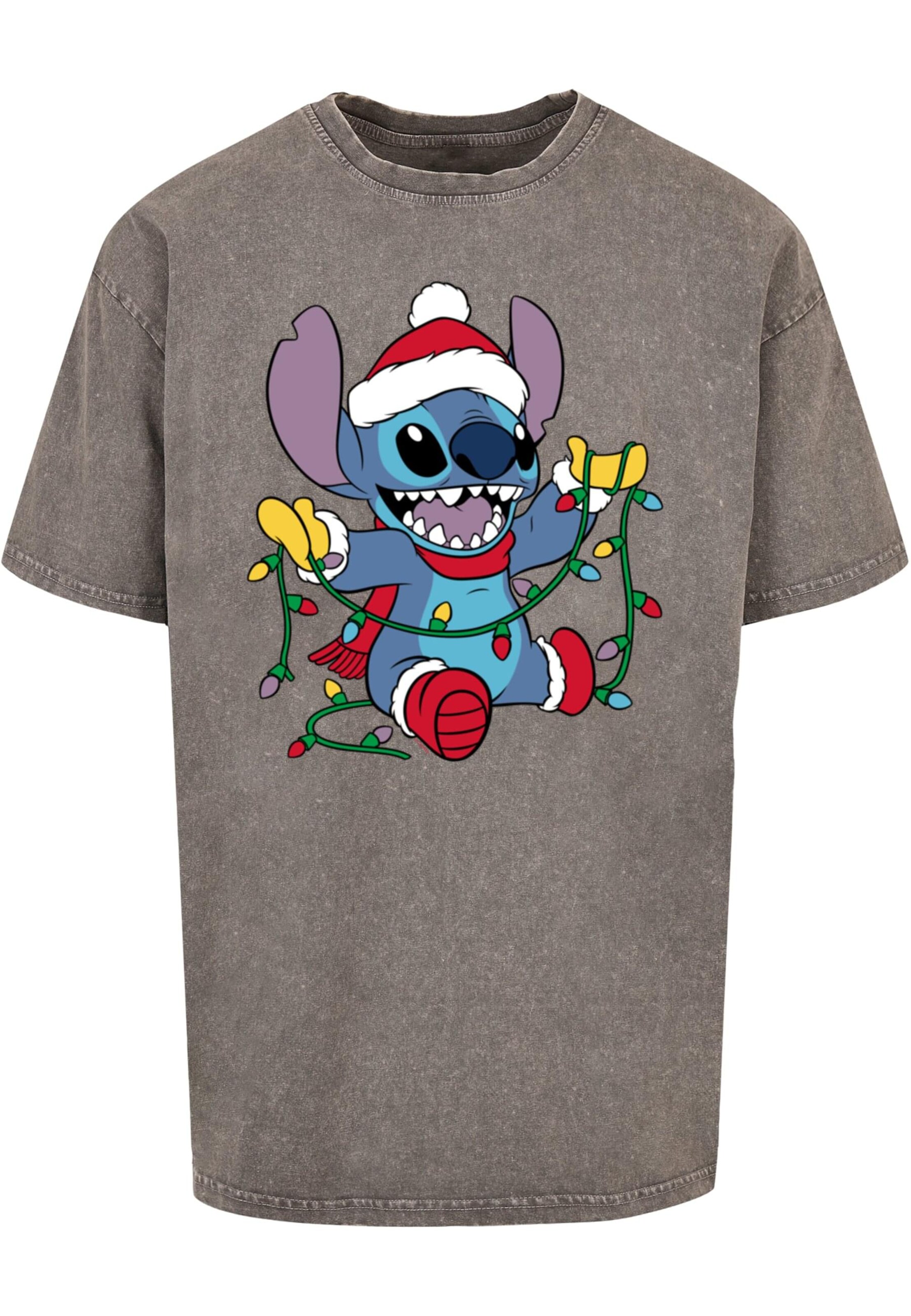 ABSOLUTE CULT Shirt 'Lilo And Stitch - Christmas Lights' in Grey: front