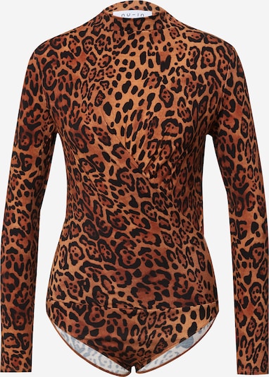 Marškinėliai-glaustinukė iš NU-IN, spalva – ruda / ruda (konjako) / juoda, Prekių apžvalga