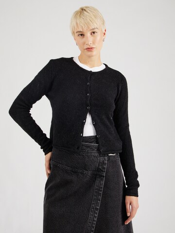 Gina Tricot Knit Cardigan in Black: front