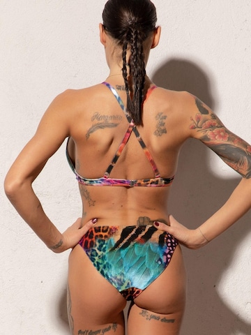 JIORO Triangle Bikini top 'LEO NEON WILD' in Mixed colours