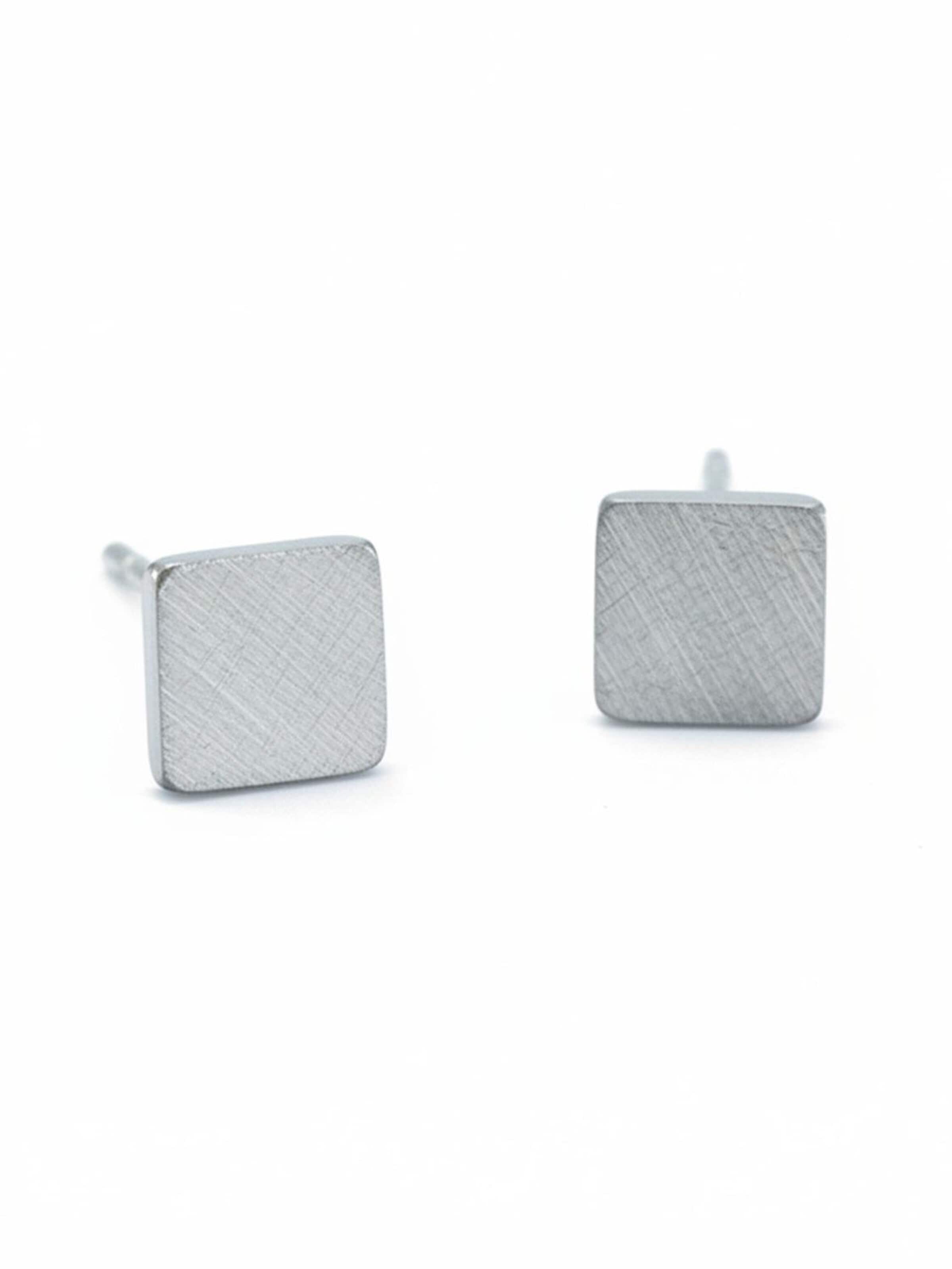Sergio Engel Earrings 'Pura Ohrring 12 Quadratische Edelstahlohrstecker mit gekratzter Oberfläche' in Silver: front
