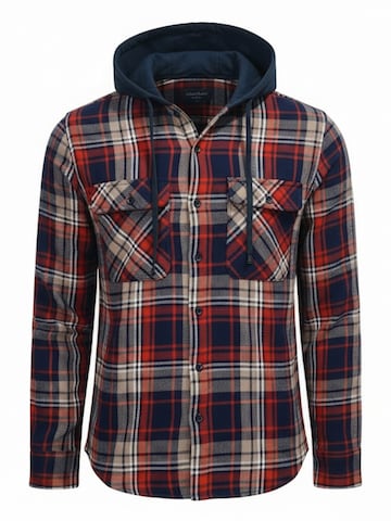 Radwa Button Up Shirt 'Mens flannel with hooddie' in Red: front