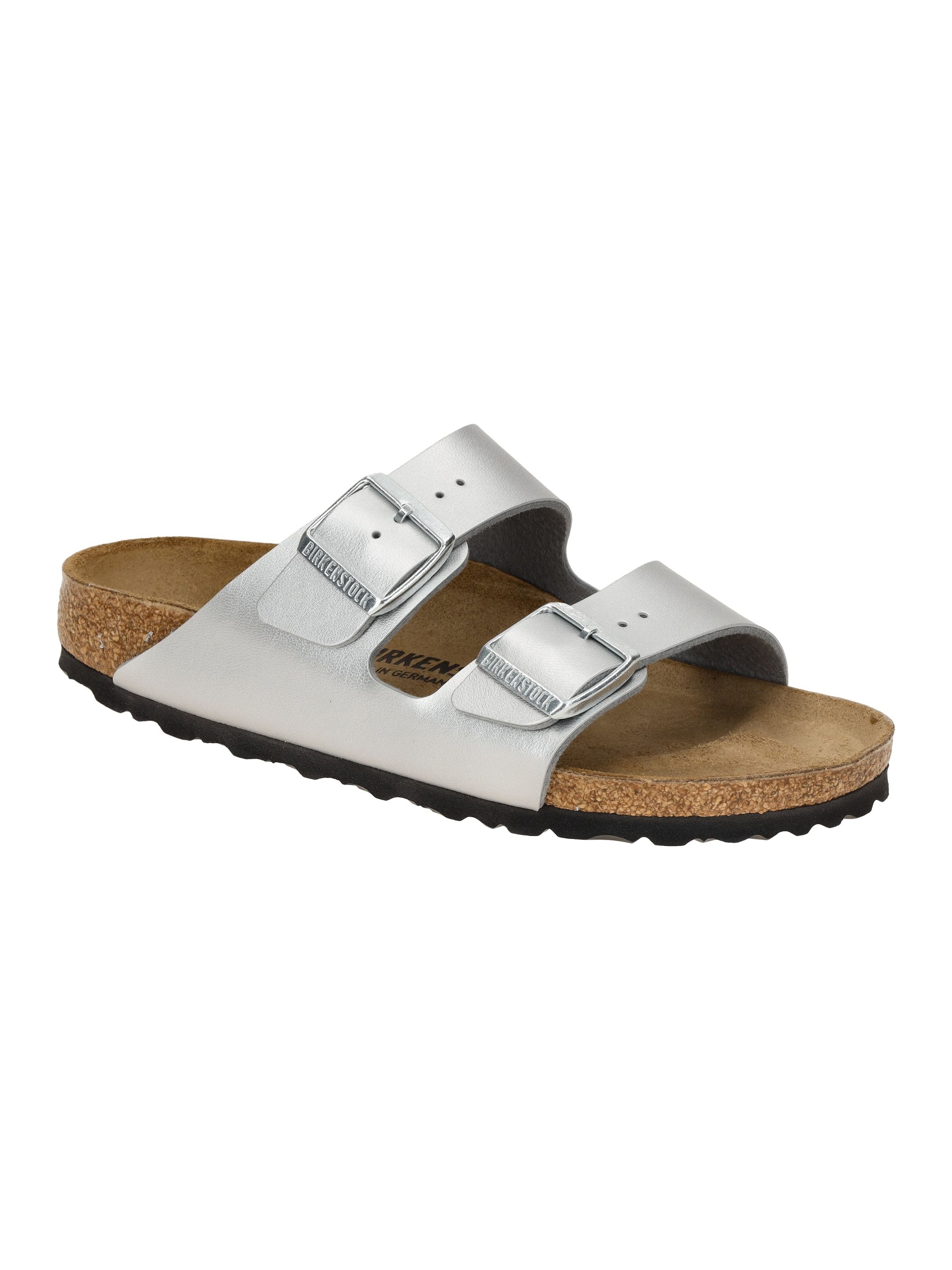 BIRKENSTOCK Pantolette 'Arizona' in Silber: Vorderseite