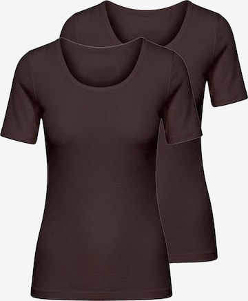 Nina von C. Undershirt 'Bamboo Rib' in Brown: front