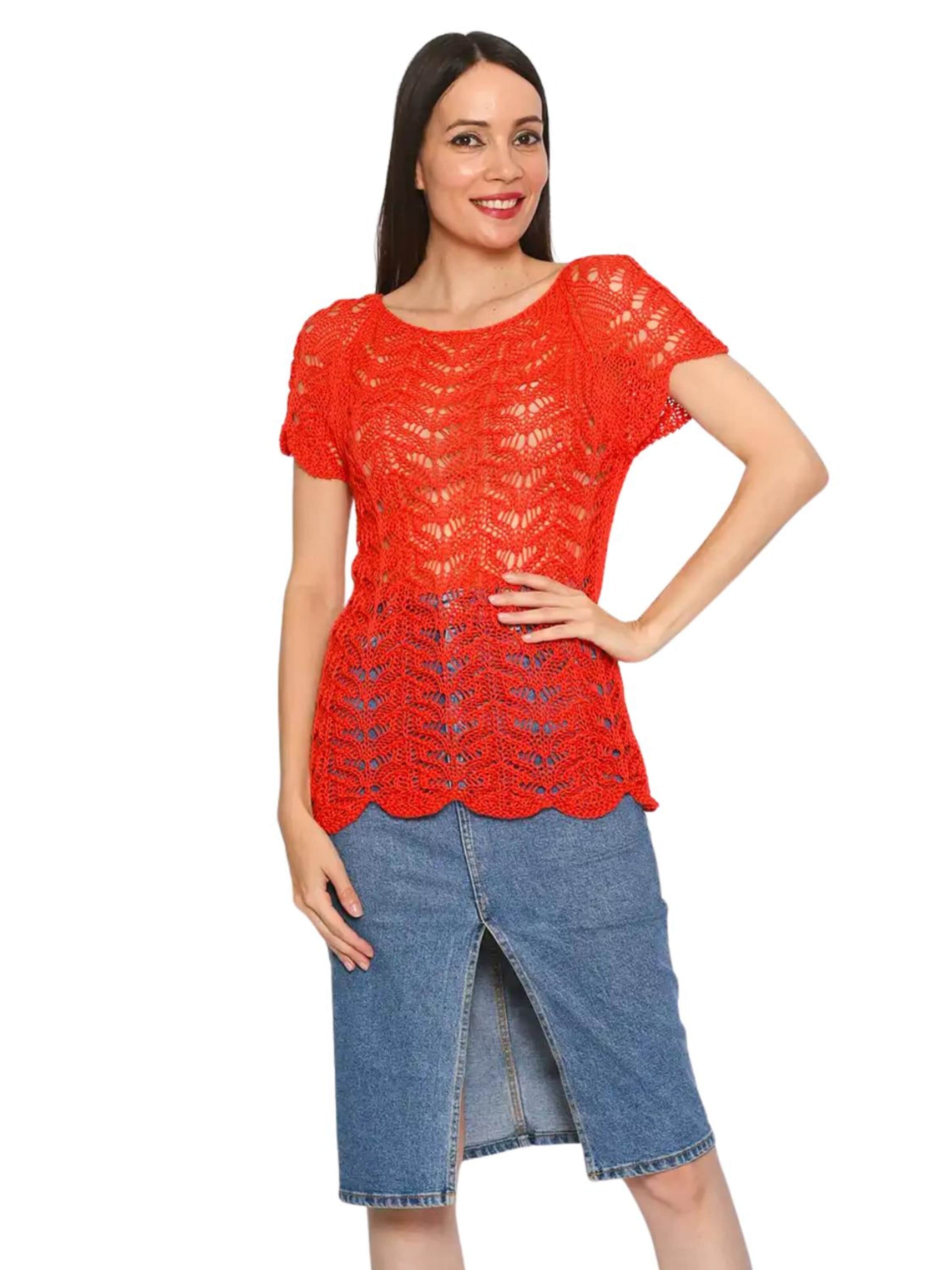 Süel knitwear - Top de punto 'Twin Lace' en rojo