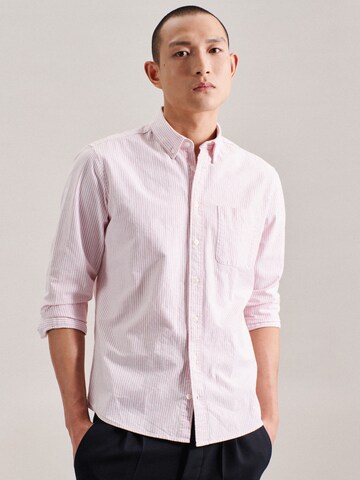 SEIDENSTICKER Slim fit Button Up Shirt in Pink: front