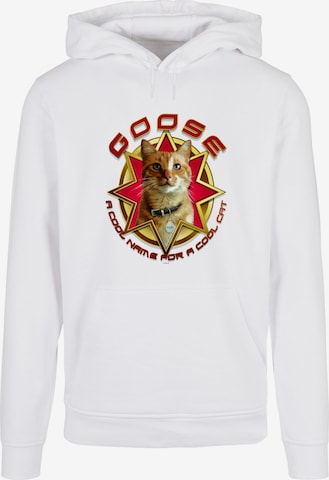 ABSOLUTE CULT Sweatshirt 'Captain Marvel - Movie Goose Cool Cat' in White: front