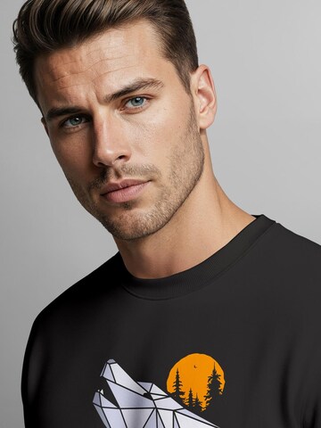 Neverless Sweatshirt 'Polygon Wolf' in Black