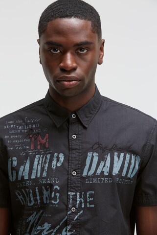 CAMP DAVID Regular fit Button Up Shirt in Black