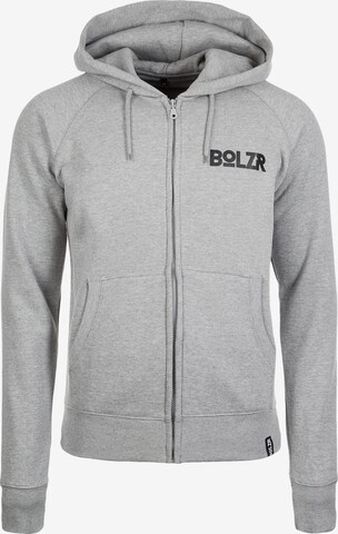 Bolzr Zip-Up Hoodie in Grey: front