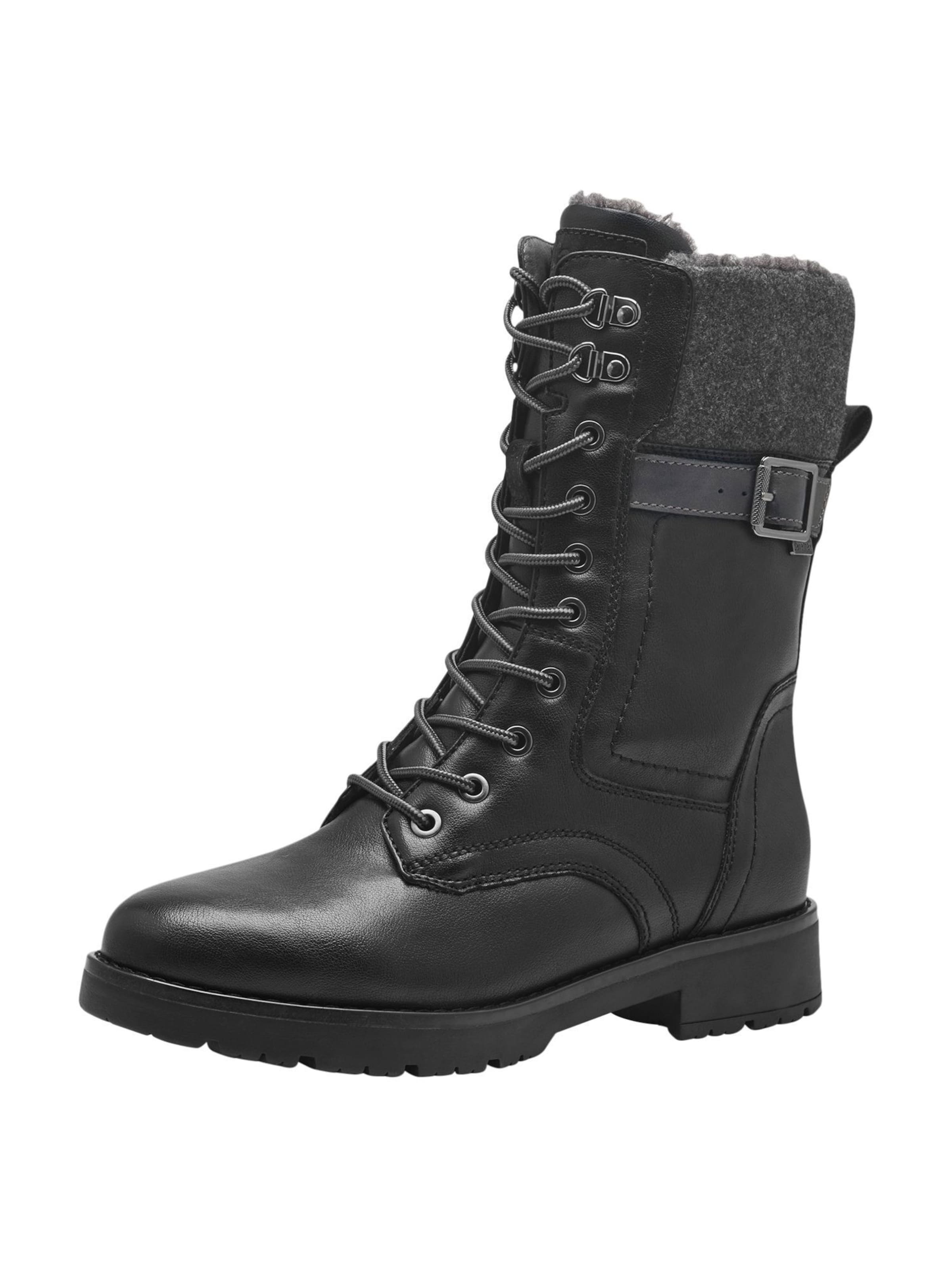 JANA Lace-Up Ankle Boots in Black: front