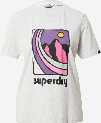 Superdry T-Shirt in graumeliert / lila / rosa / schwarz, Produktansicht