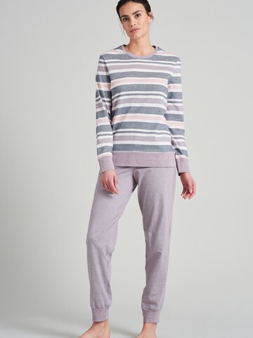 SCHIESSER Pyjama 'Sportive Stripes' in Lila: voorkant