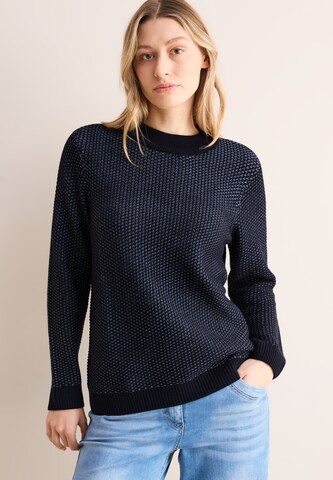 CECIL Two-Tone Pullover mit Struktur in Blau: Vorderseite